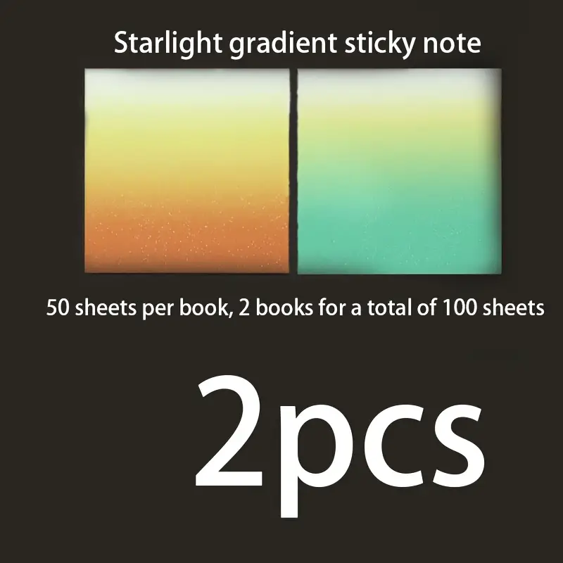 2pcs 100 sheets pink to blue gradient glitter transparent sticky notes shiny waterproof self bookmark notebook back to gift Product details 7