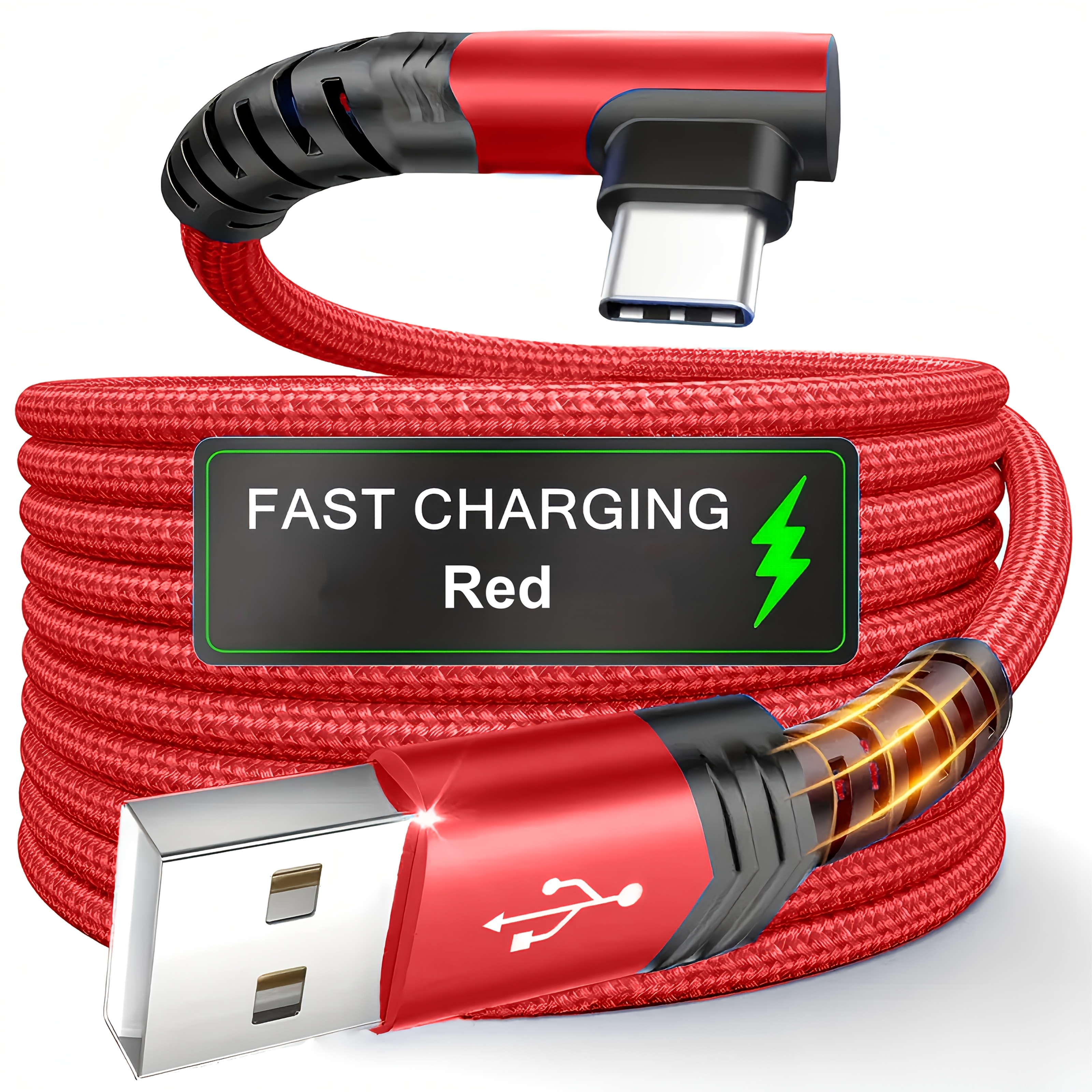 Typ C Ladegerät Schnellladung, Rechteckiges USB zu USB C Kabel Geflochtenes USB C Ladegerät für Samsung für Huawei für Xiaomi für Redmi für Oppo für Oneplus und mehr Smartphones