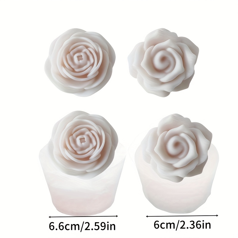 TEMU 2pcs Clay Molds, 3d Rose Flower Silicone Clay Gypsum Candle Molds, For Scented Candles - , Clean, And Remove, Ideal For Handmade Candles With