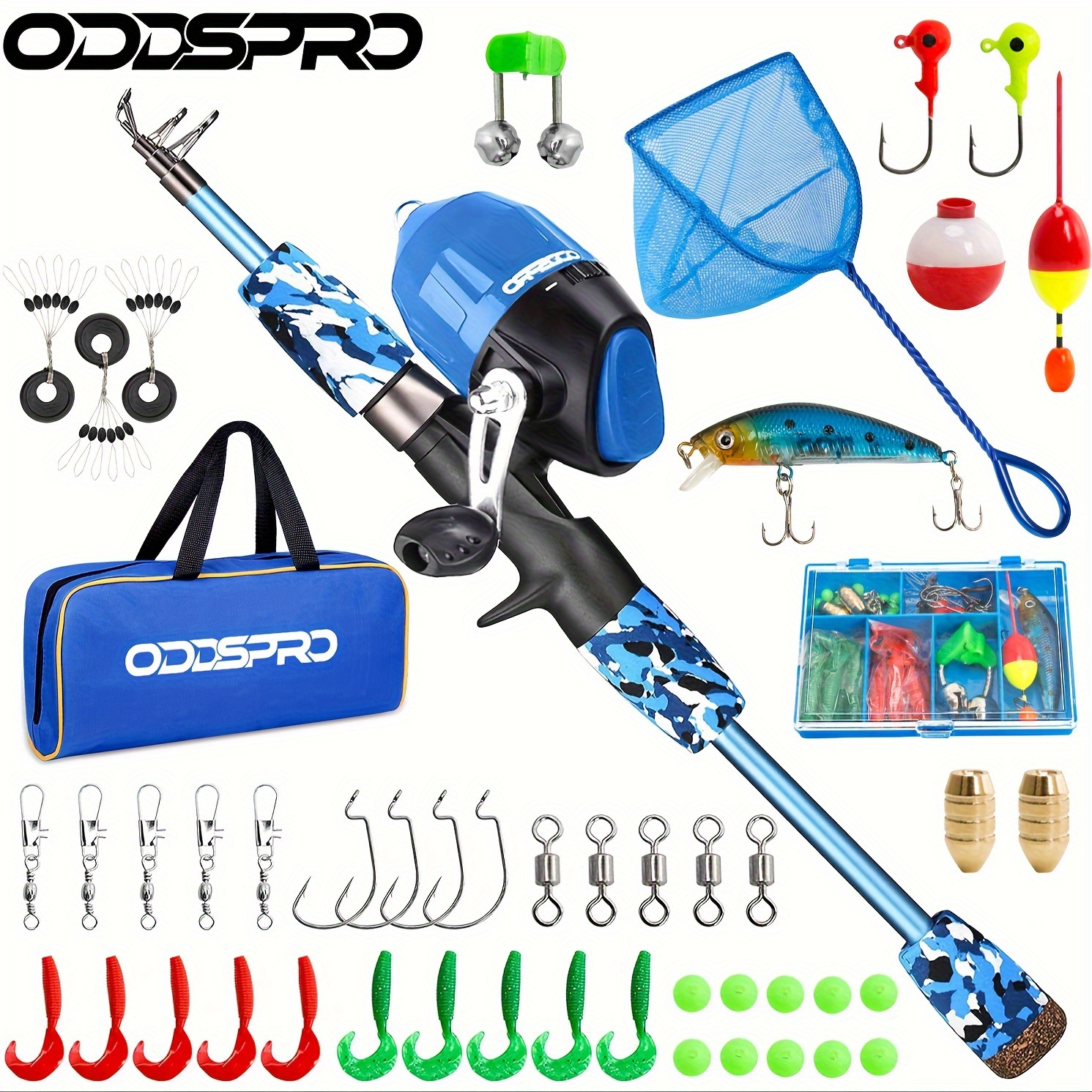 

Portable Telescopic Fishing Pole With Net, Fishing Rod And Reel Combo Kit - With Fishing Reel Tackle Box