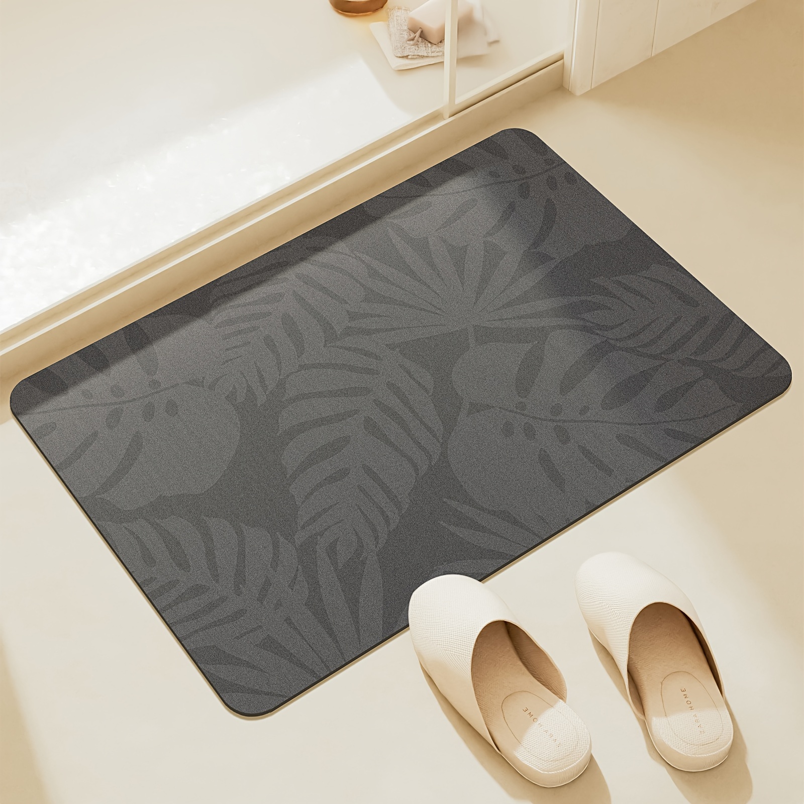 TEMU 1 Quick-drying Diatomaceous Earth Bath Mat - Super Absorbent, Non-slip, Soft Floor Carpet With Pattern For Bathroom, Shower, Bathtub And Outdoor