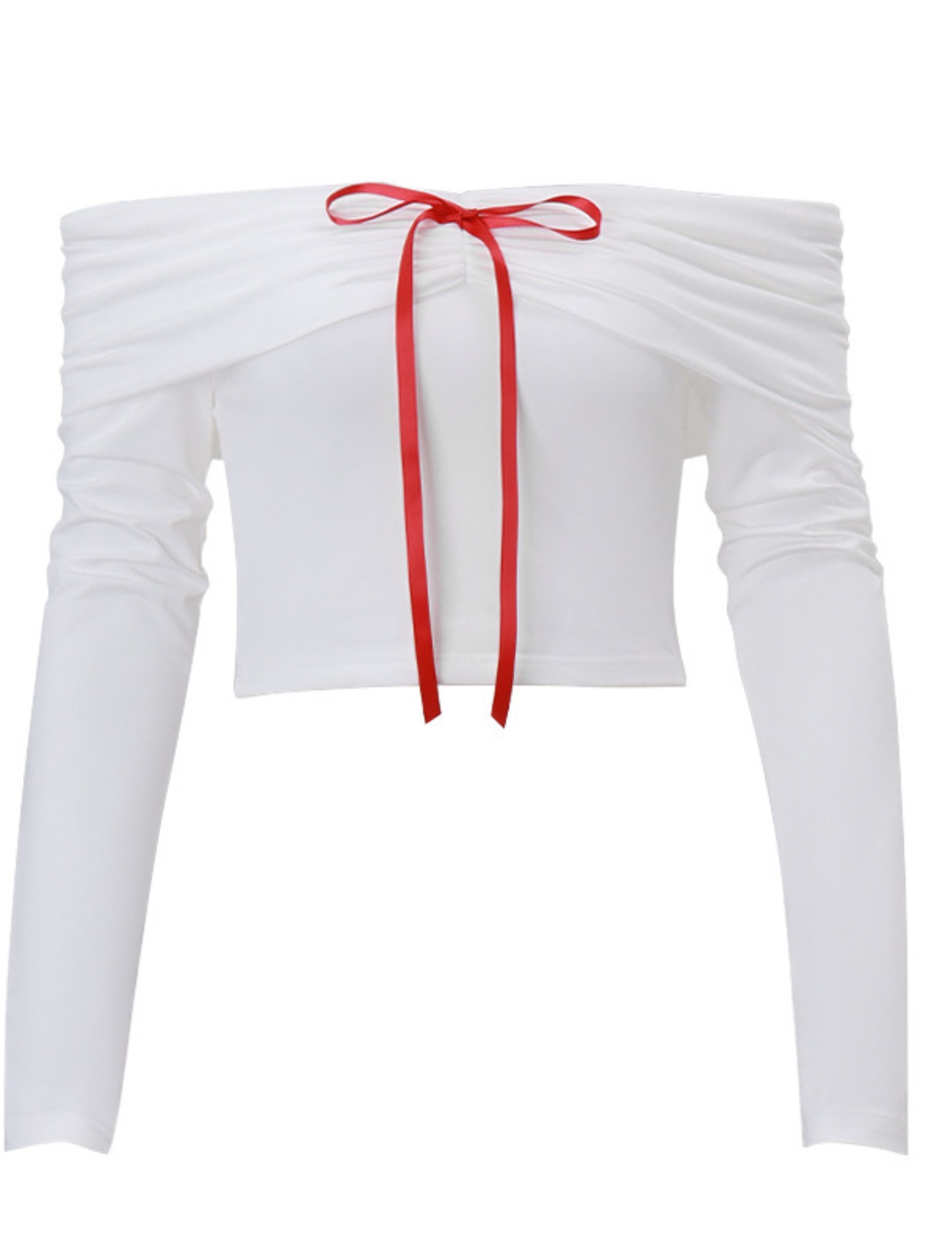 womens shoulder bow ruched top long sleeve casual pullover Temu