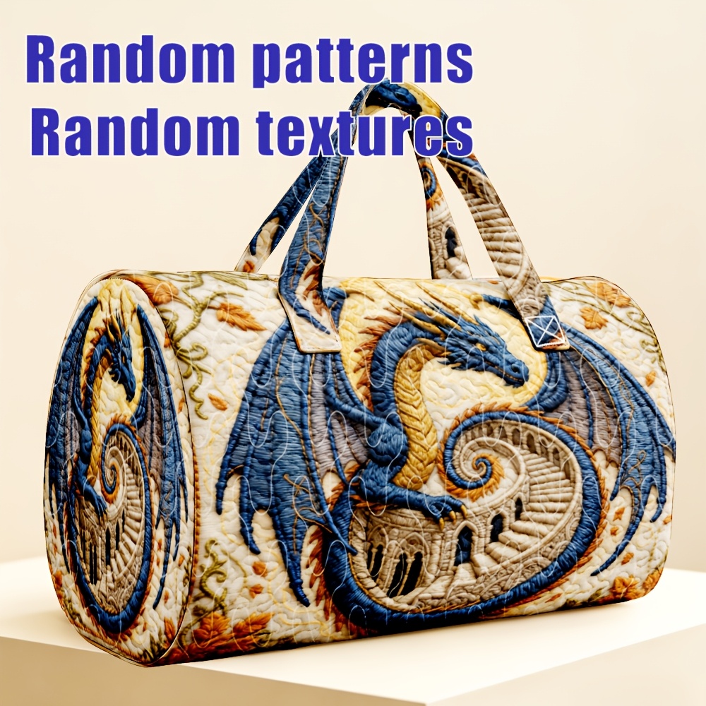 TEMU Printed Design – Not Textured 1pc Blue And With Tower Quilted Handbag For Women, Halloween Thanksgiving Christmas Gift
