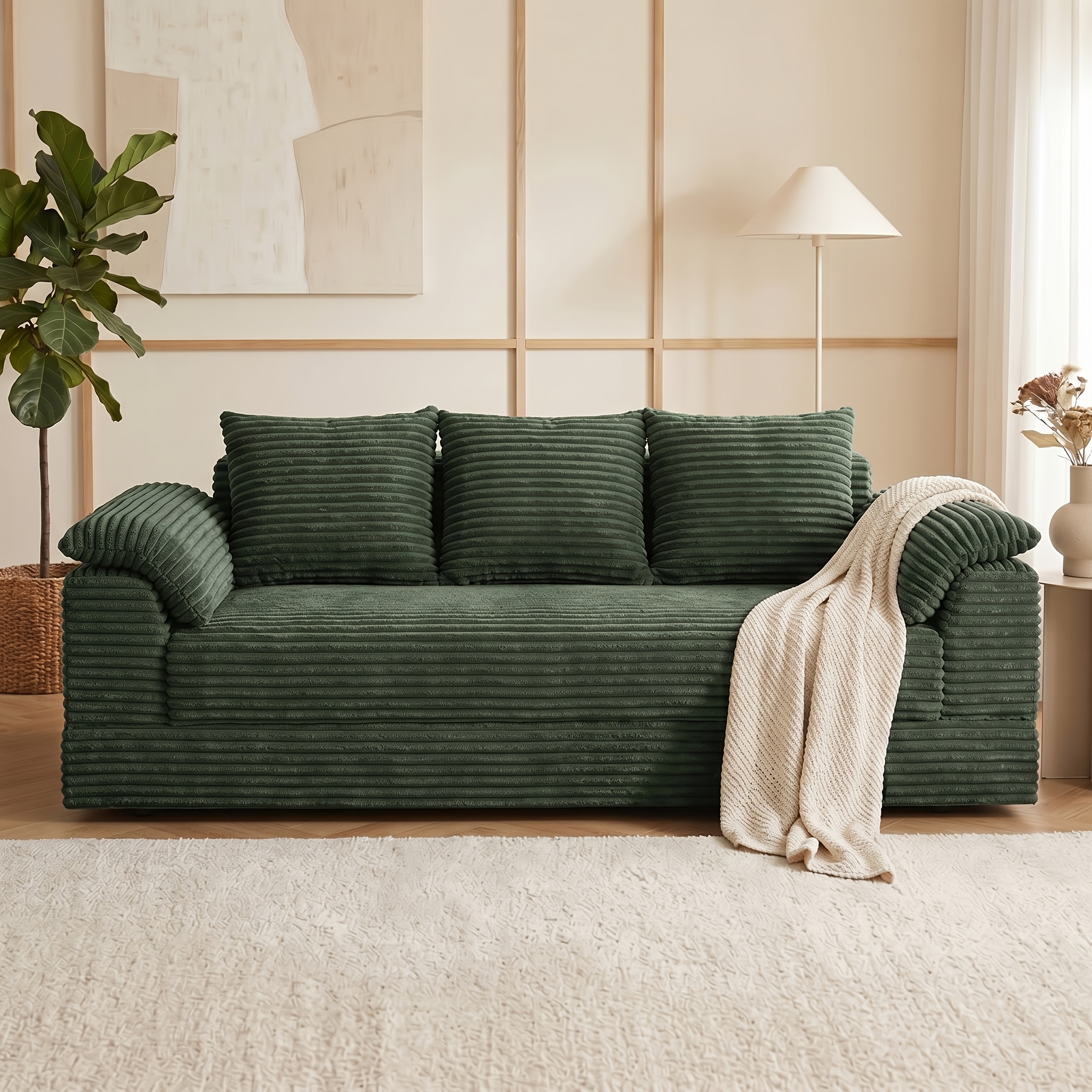 Image of -one Corduroy Sofa Bed For Multiple People. -density Sponge, Anti-sagging. Setup, Space-saving For Small Apartments. Suitable For Living Room, Balcony, Game & Reading Room.