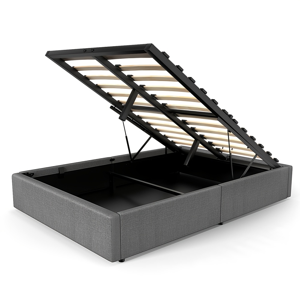 Double Bed With Upholstery Measuring 140x200, Featuring A Slatted Frame And Lift Mechanism For Storage, Designed For Modern Youth, Sturdy Build, Mattress Not Included, Easy Assembly