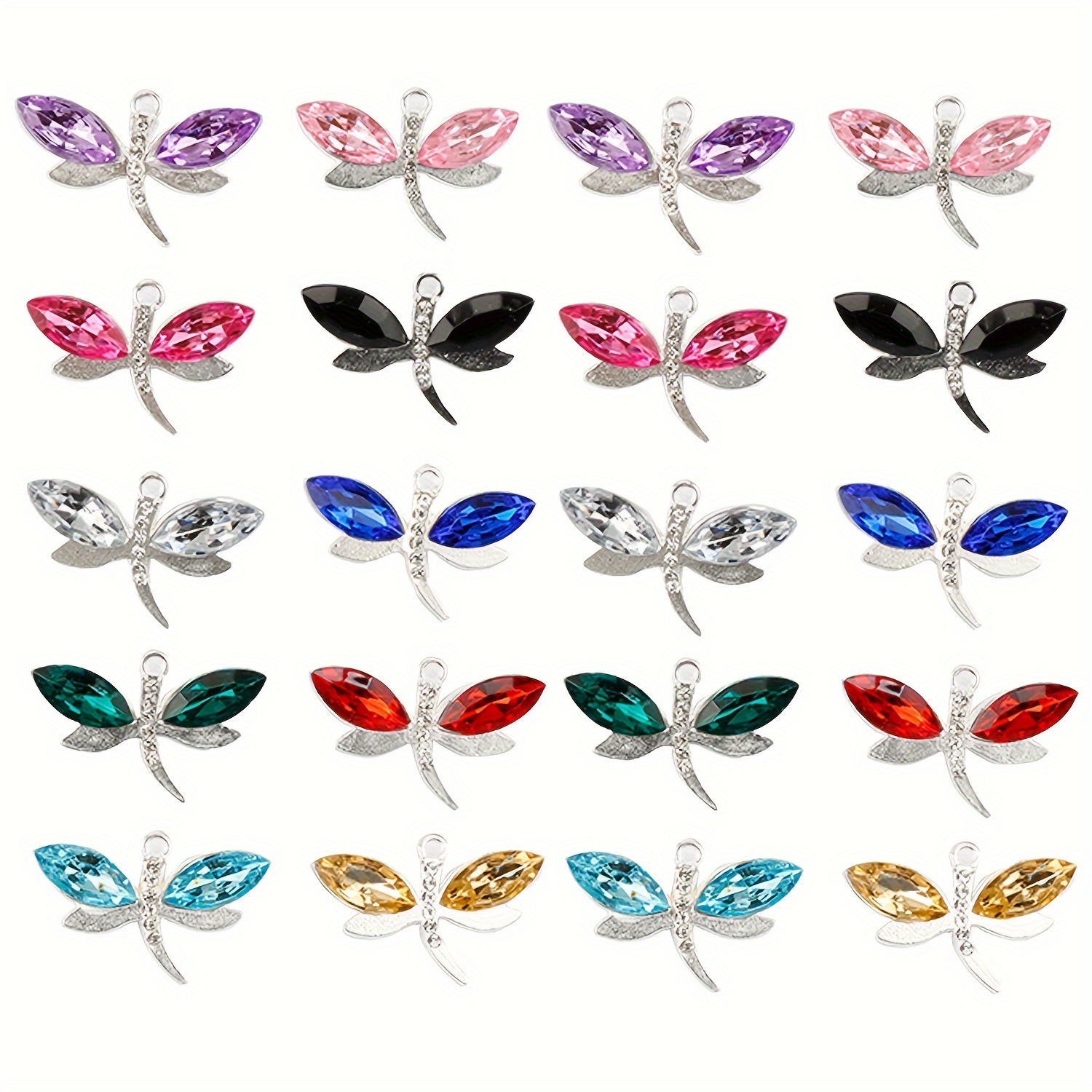 

20pcs Alloy Dragonfly Charms For Crafting - Mixed Color Insect Charms Pendants For Necklace And Bracelet Crafting Diy Jewelry Making