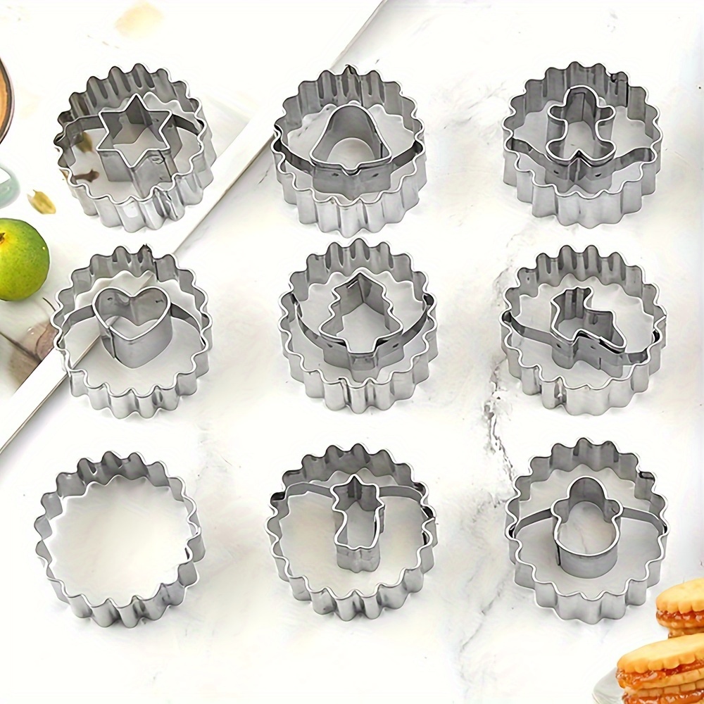 

9pcs Christmas Cookie Cutter Set - Stainless Steel, Shapes Including Gingerbread For Man, Tree, Antlers, Bell, Heart, Snowman & Star For Holiday Baking