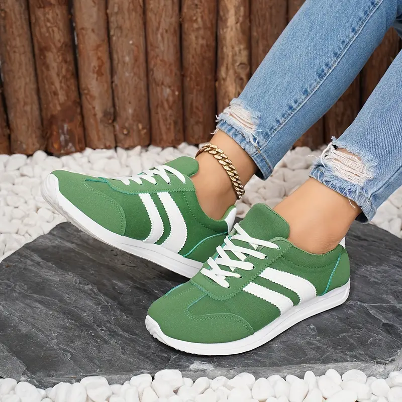 womens breathable green sneakers with casual slip on lace up sports shoes lightweight tpr sole able fabric day footwear casual athletic shoes able footwear Product details 2
