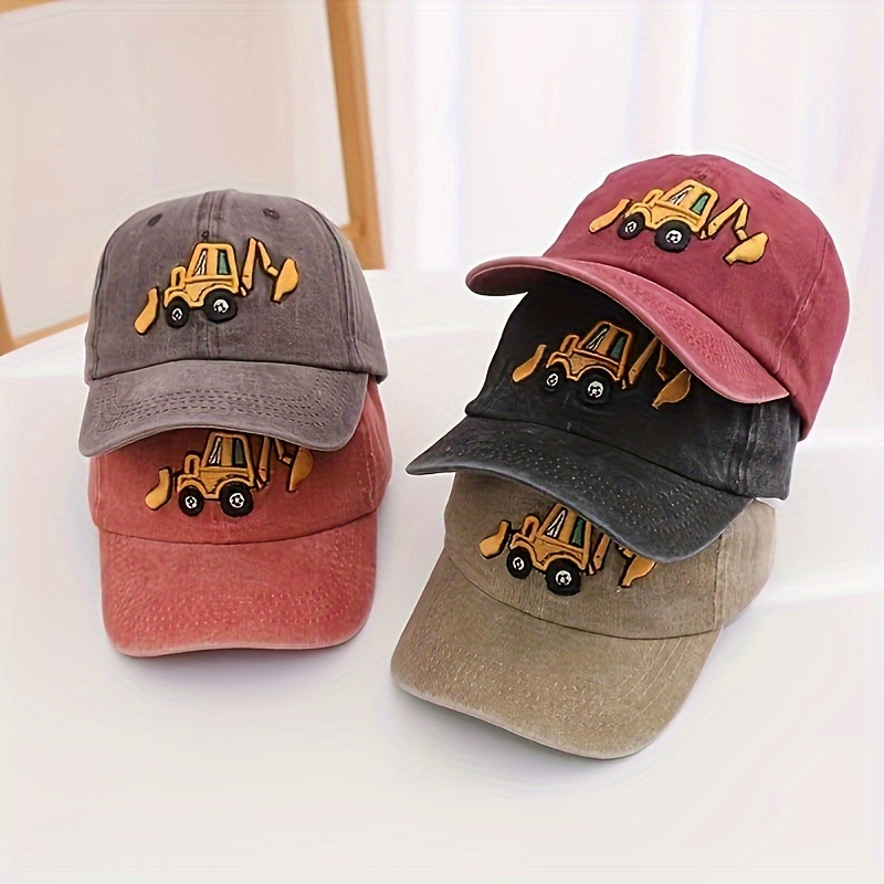 

1p Child's Unisex Washed Embroidery Digger Baseball Cap Sun Hat