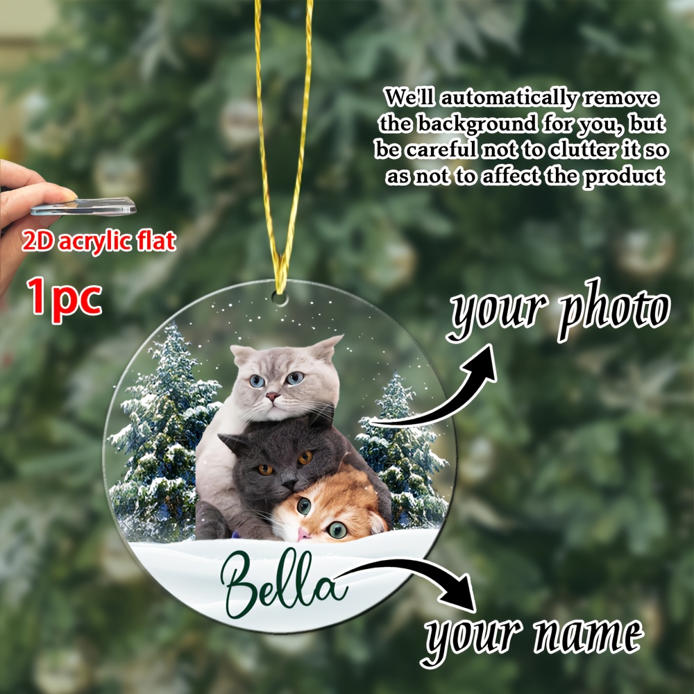 TEMU [2d Flat] [2d Flat] [customized] 1pc/3pcs Acrylic Picture Text Customized Pendant, Customized Portrait And Pet Photos, High-definition Printing