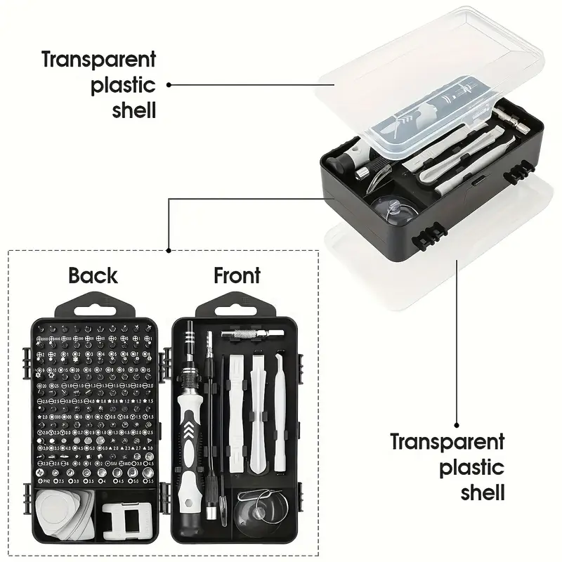115 in 1 screwdriver set with strong magnetic and high hardness multifunctional disassembly tool set featuring irregular drill bits a durable metal case and pointed tips ideal for repairs of mobile phones tablets and small appliances perfect as a essential electronic disassembly tool great for halloween christmas thanksgiving fathers day gifts for fathers or Product details 6