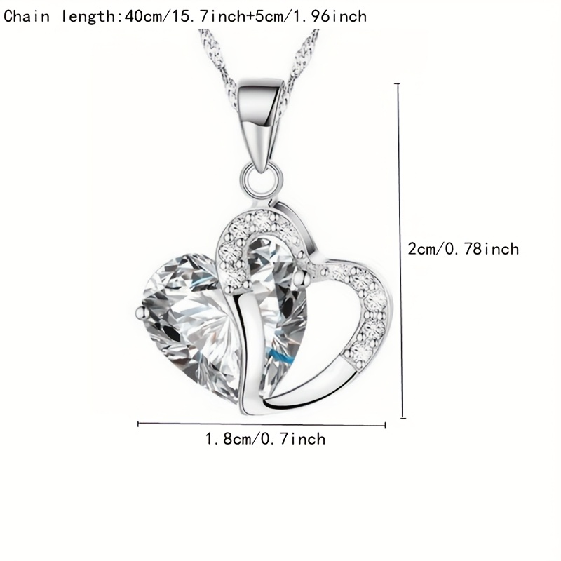 Rhinestone Heart Pendant Necklace, Elegant Gift