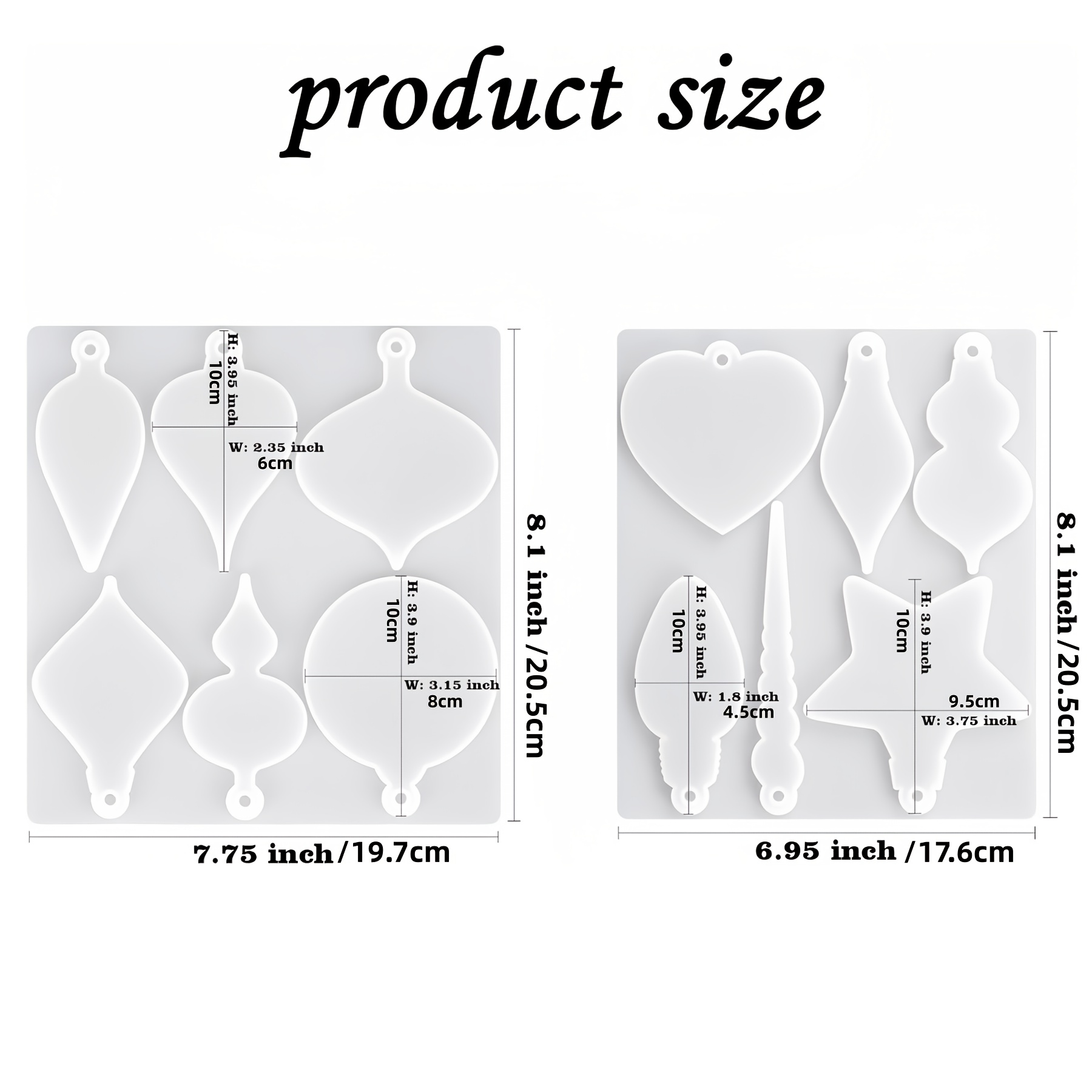 TEMU 2pcs/set Christmas Ornaments Resin Molds, Multi-shapes Christmas Decorations Resin Molds, Used For Epoxy Resin Casting Christmas Tree Pendants