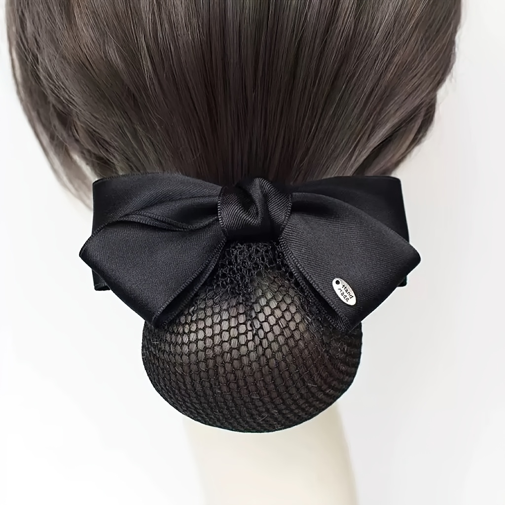 TEMU 1pc Women's Hair Net Flower Hair Clip, Professional Hair Net For Nurses, Simple Bow Bun Hair Accessory For Bank, , Hotel