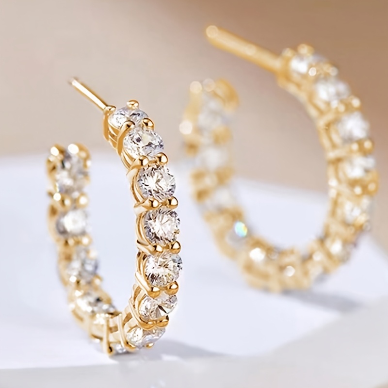E-shop Einfache Synthetische Zirkonia Creolen für Damen – Elegante Ohrringe für , Party Feiertage – Schmuck