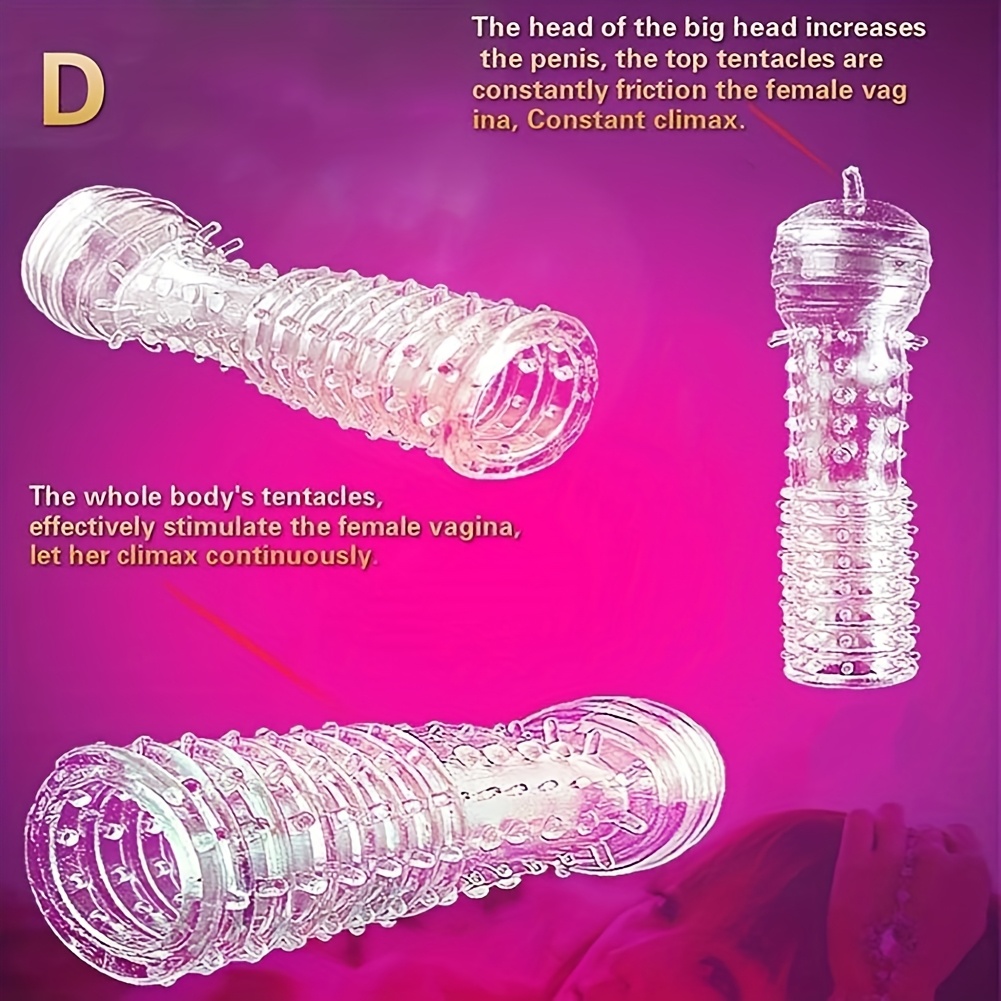 Transparent Threaded mace Condom, Silicone Penis Sleeve, Reusable Male Condoms, Stretchy Textured Studded Stretchy Penis Sleeve Set, Penis Rings Sex Toys for Men Couples