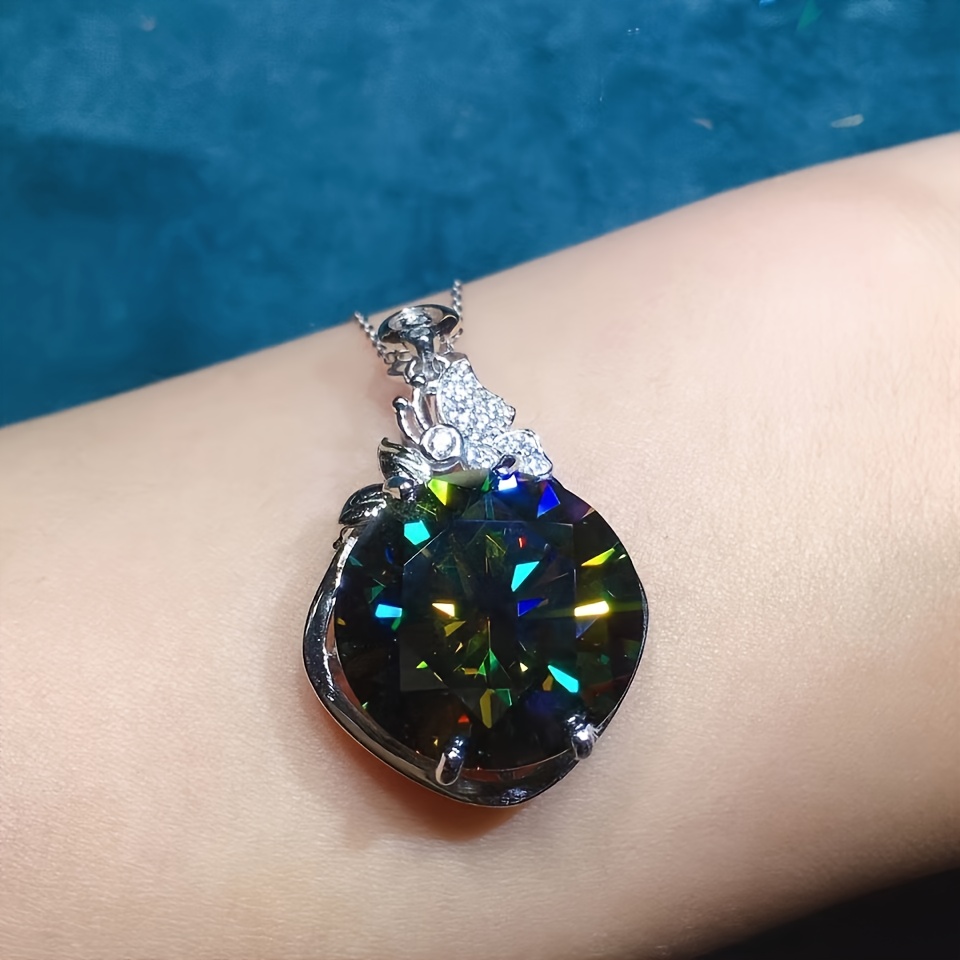 S925 Silvery Moissanite Pendant Necklace — Unisex Engagement Gift