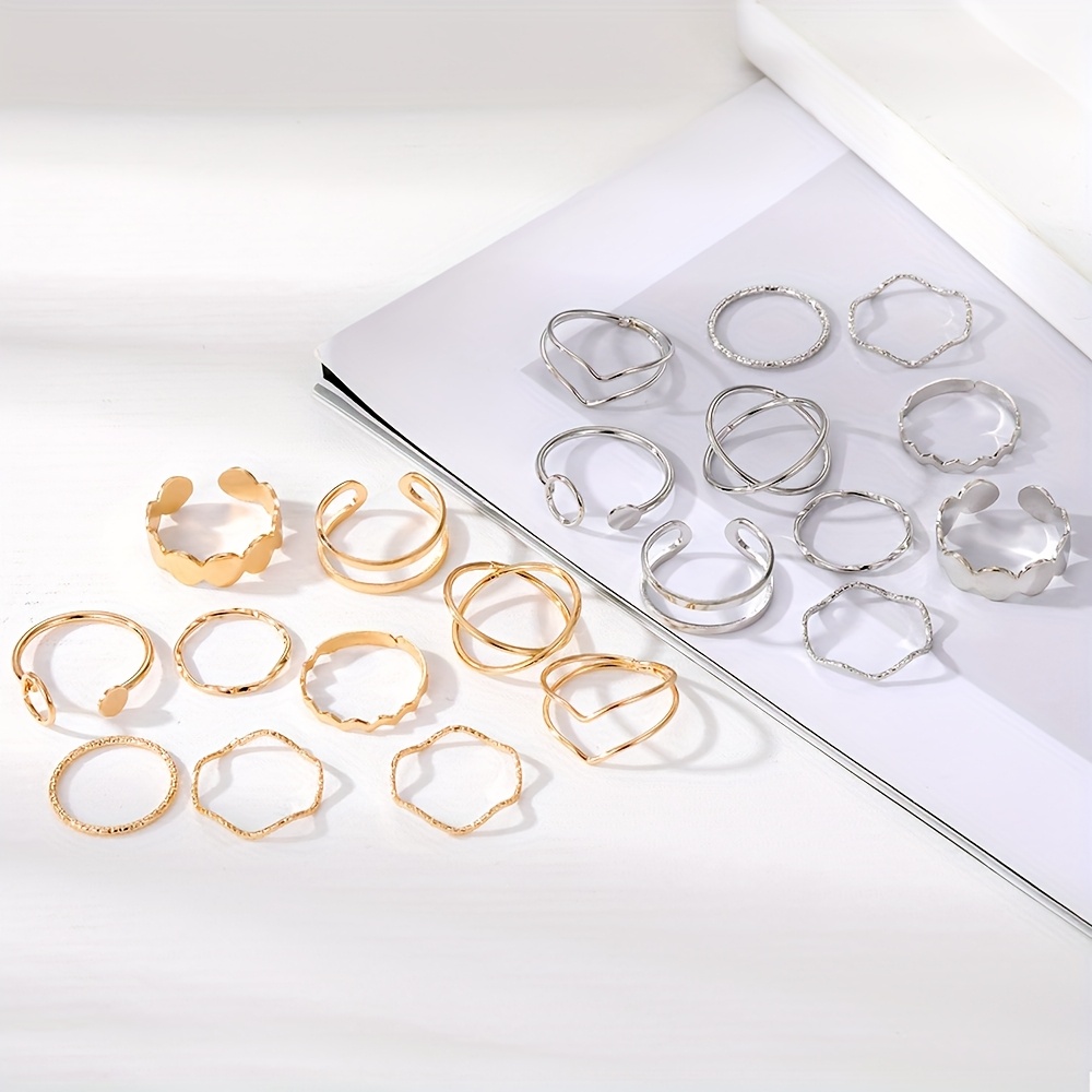 10pc Ripple Cross Stackable Ring Set — Versatile Daily Wear