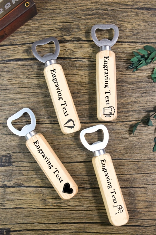 custom engraved wood handle bottle openers 50 pack stainless steel beer opener for soda and beer ideal for personalized gifting for weddings birthdays and holidays christmas halloween thanksgiving fathers day graduation details 1