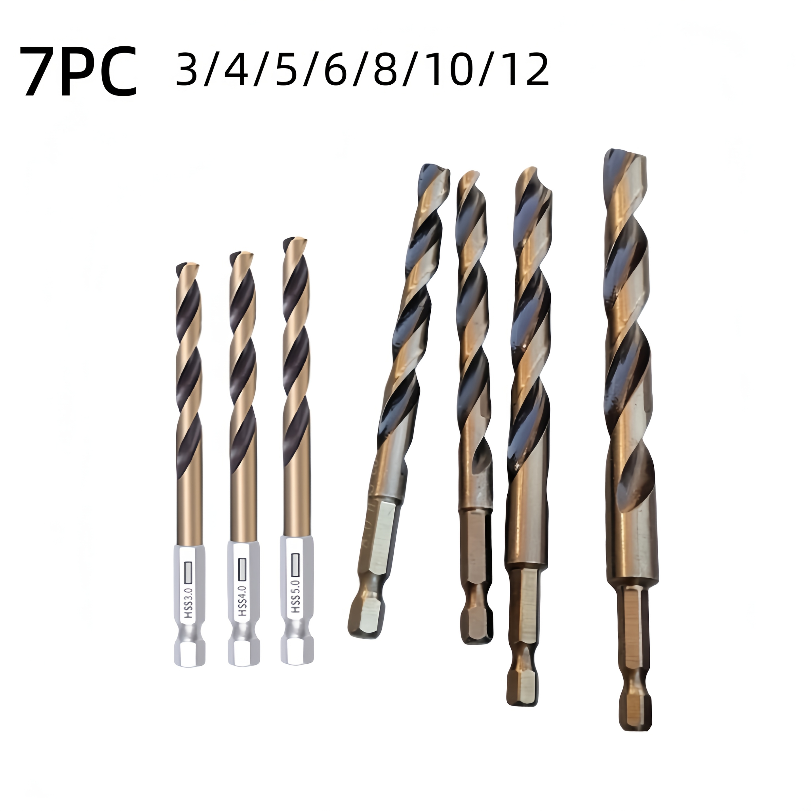 Hex Shank Cobalt Twist Drill Bit Set For Stainless Steel, Universal For Impact Driver And Hand Drill, 3/4/5/6/8/10/set