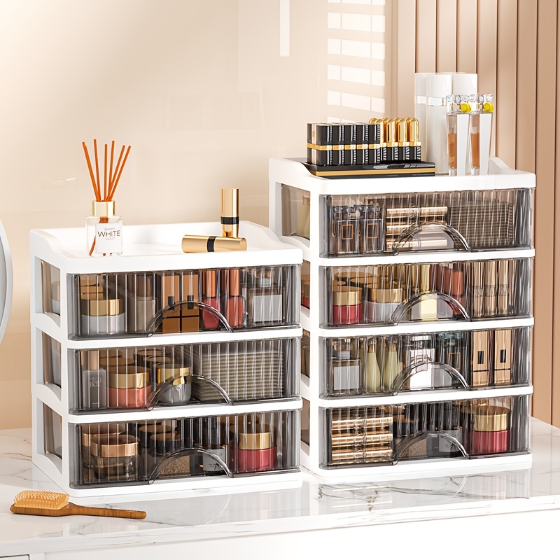 

3-tier Clear Acrylic Makeup Organizer With Drawers - Scent-free, Battery-free Vanity Storage Box For Cosmetics, Skincare & - Transparent For Easy Visibility