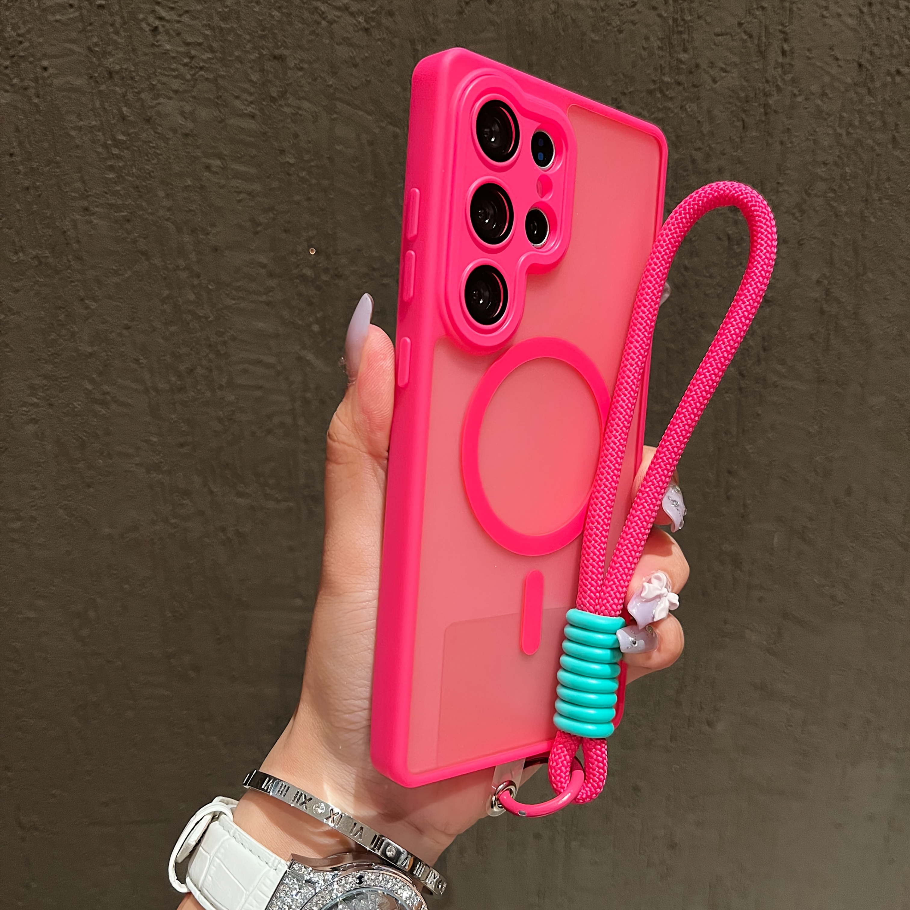 TEMU Funda para Teléfono - La Correa Magnética Esmerilada es Adecuada para la Funda de Samsung Galaxy S23, Cubriendo Totalmente el S25 Edge con un