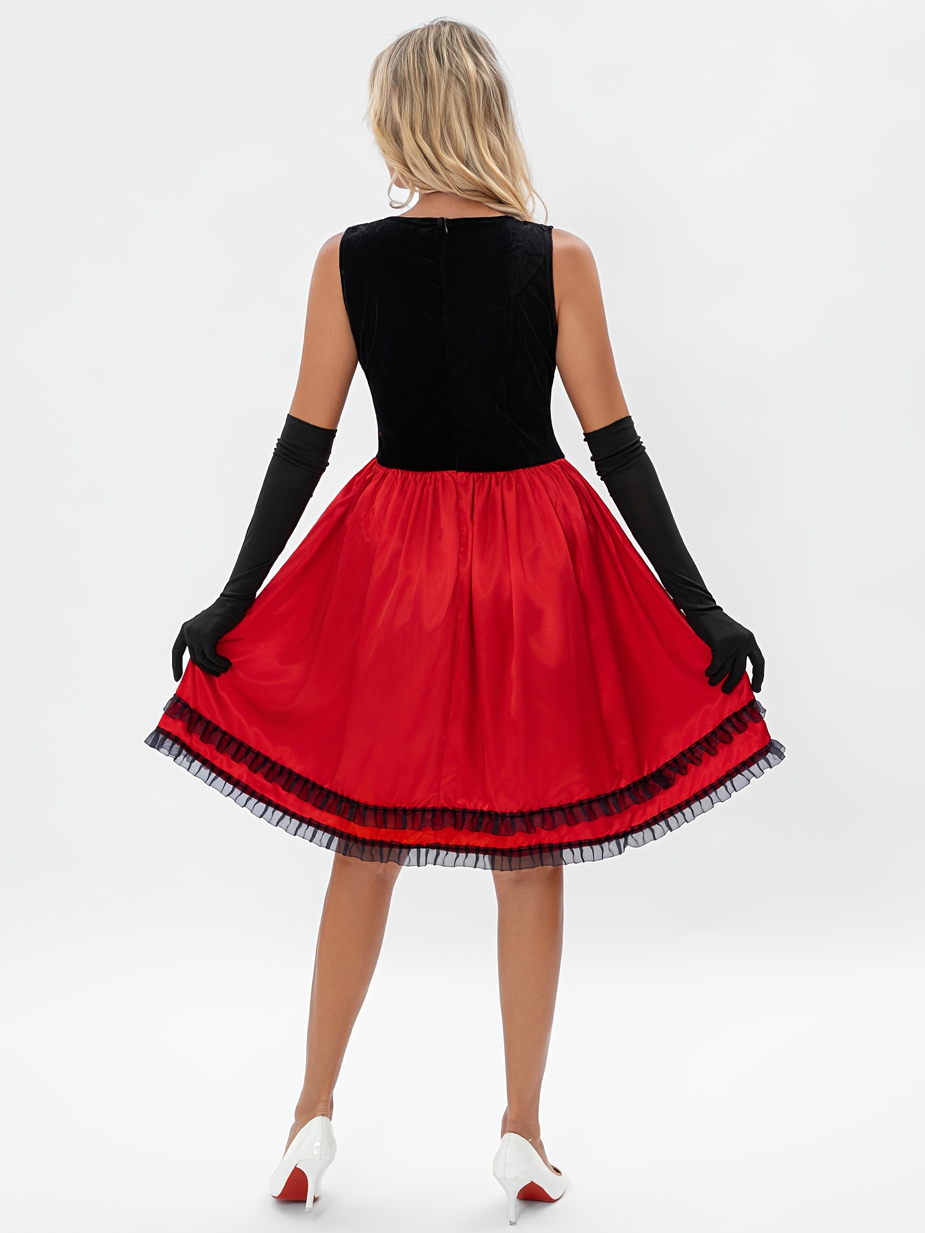 halloween red dress costume Disney Parade Red With Black Overlay Halloween Cosplay Costume