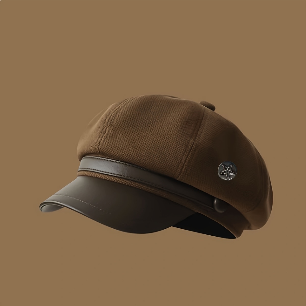 TEMU Five-pointed Iron Label, Women's Japanese Vintage Casual Hat, Simple Classic Early Autumn, Flattering For Large Faces, British Style, Versatile,
