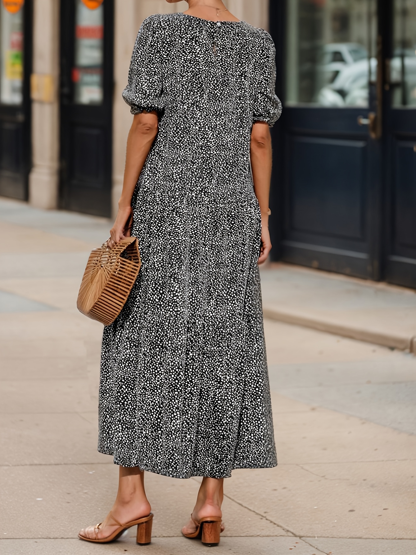 white christmas dresses Black Knit Flowy Midi Dress Xs