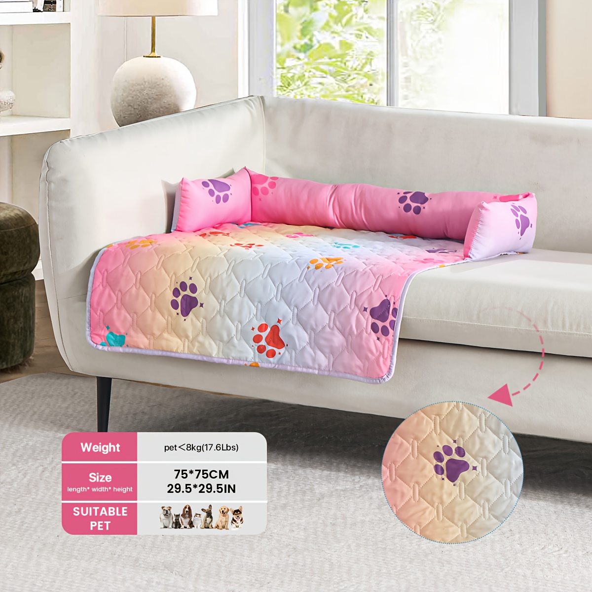 TEMU Doggy Cushion Bed, Washable Soothing Pet Seat Cover, Dog Sofa Protector Pad, High Quality Sofa Bed, Pet Mattress Suitable For Sofa, Pet Seat