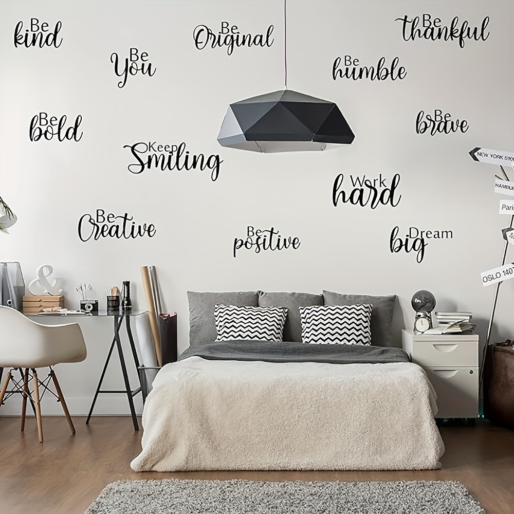 12pcs Of Motivational Quote Stickers For Wall Decoration, Suitable For Offices, Classrooms, And Dorms, Easy To Peel…: retailer-supplied image