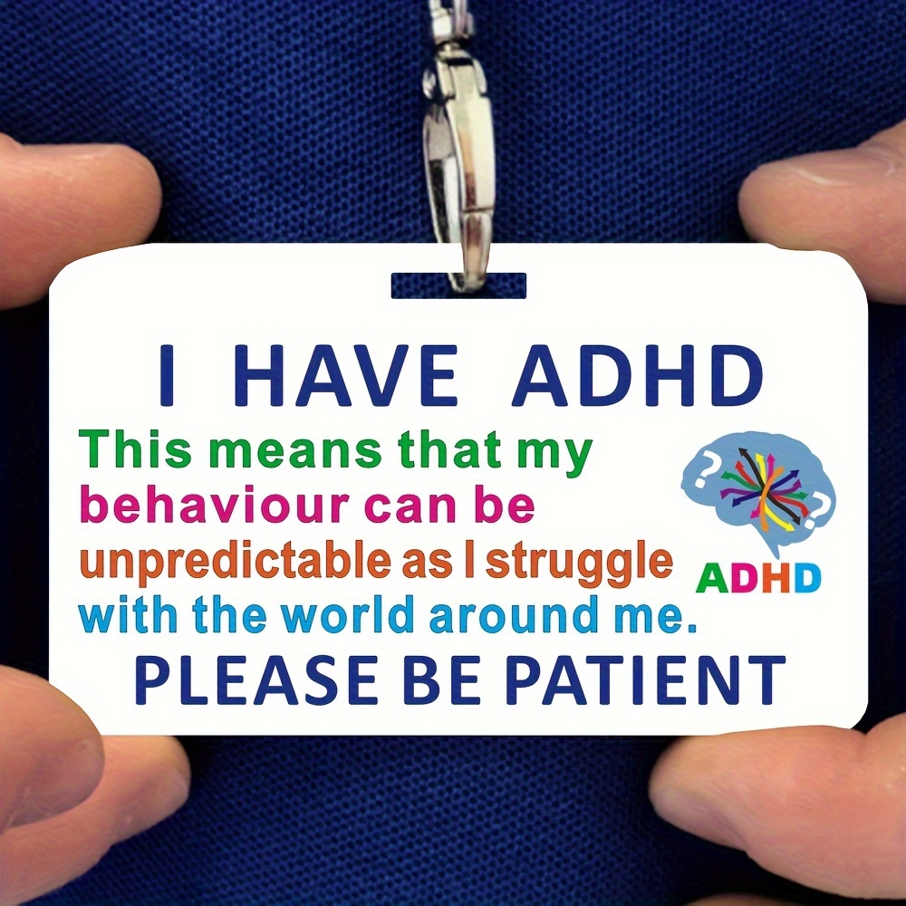 

1pc Original Adhd Caring Tips Card, Adhd Travel Wear Warm Tips, Waterproof And Fade-proof Remarkable Durable Pvc Card, For Adhd Behavior People Wear Display Adhd Supplies, Gift Lanyard
