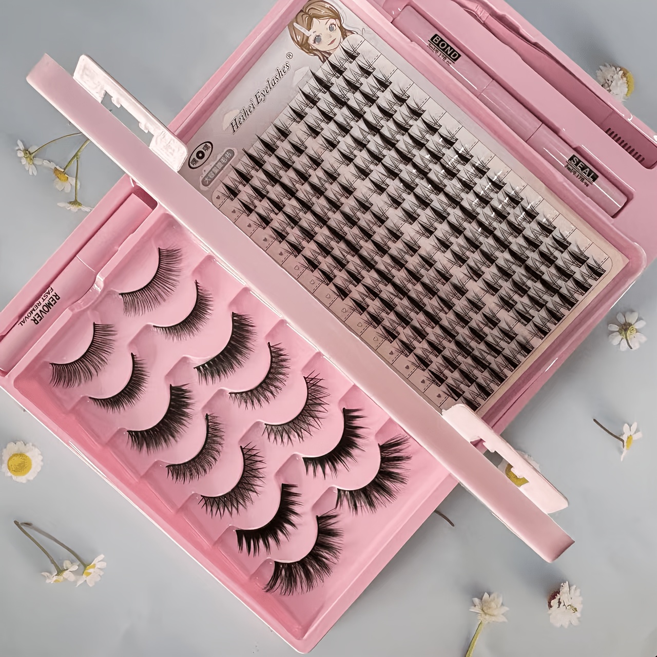 Image of 160pcs Natural Lash Clusters 7 Pairs Strip Lashes Suitable For Diy Self-application, Waterproof Wispy Fluffy Anime Lashes, False Eyelash Extensions For Daily Wear, Parties, Travel (-curve, For Levels)
