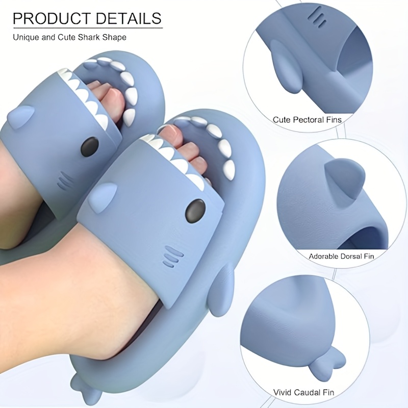 boys girls cloud shark slides kids big kid cute slippers   thick sole shark sandals shark shoes non slip for kids outdoor indoor summer Product details 0