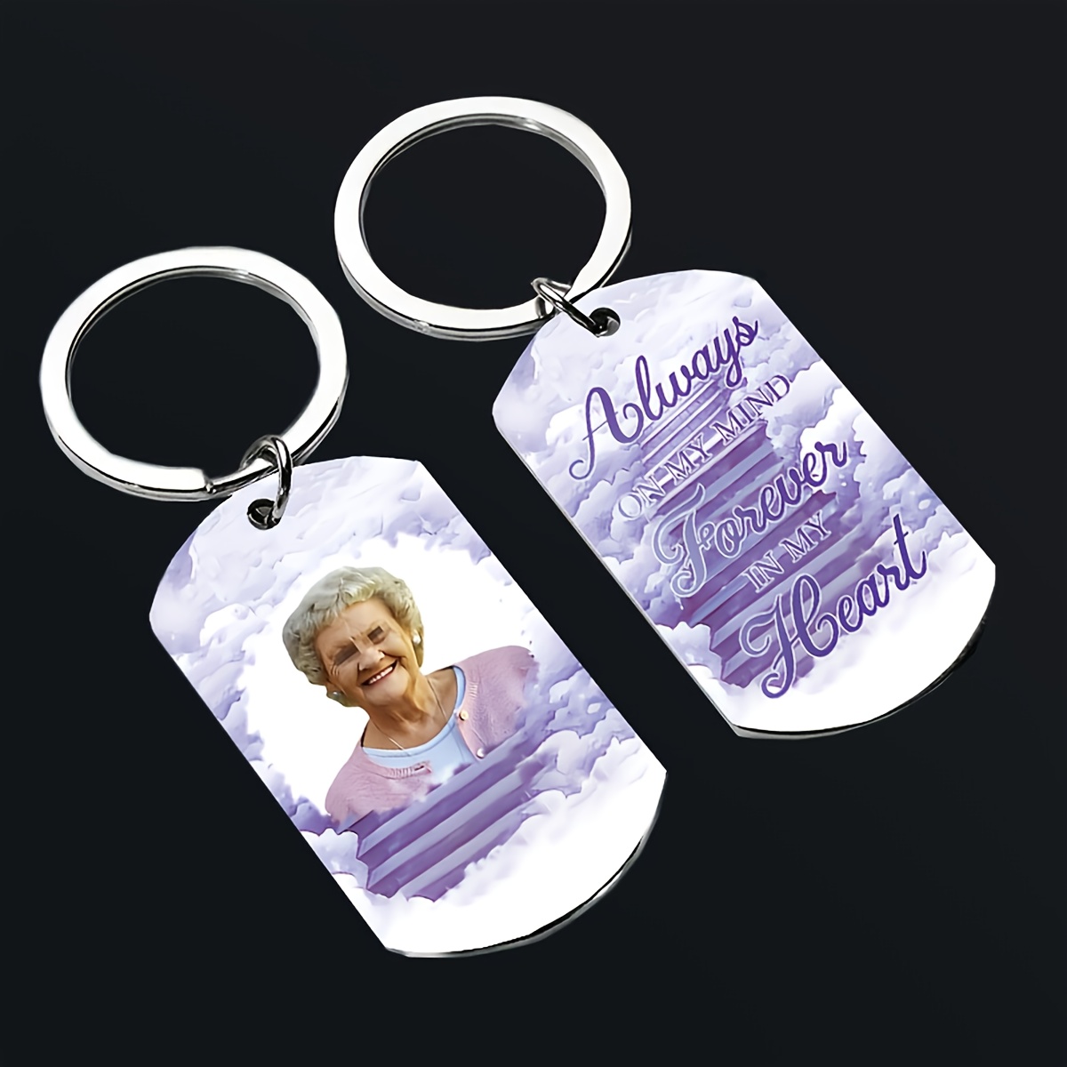 

Personalized Memorial Keychain With Custom Photo, Double-sided Printing, Stainless Steel Pet - Valentine's Day, Birthday, Or Memorial Gift, Design (1.1x1.8in), Funeral, Gift