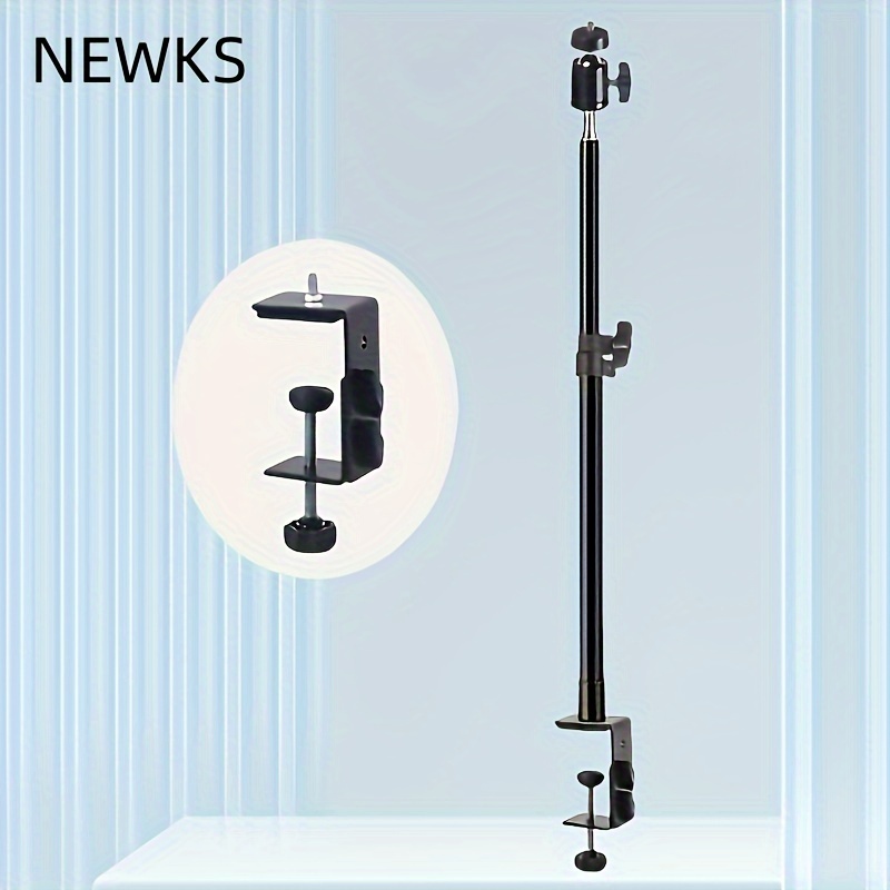 

Newks Adjustable Aluminum Camera Desktop Stand With 1/4" Ball Head & Cold Shoe Mount - Telescopic Arm For Slr Cameras, Lights, Video Lights - Sturdy & Easy Setup