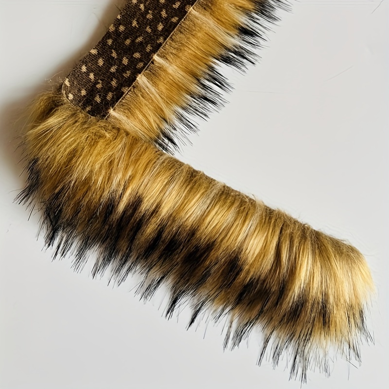 Image of 1pc Faux Raccoon Fur Lace Trim - 39.37inch Pre-cut, Hand Washable For Diy Crafts, Collar Accents, Stage Costumes & Christmas Decorations