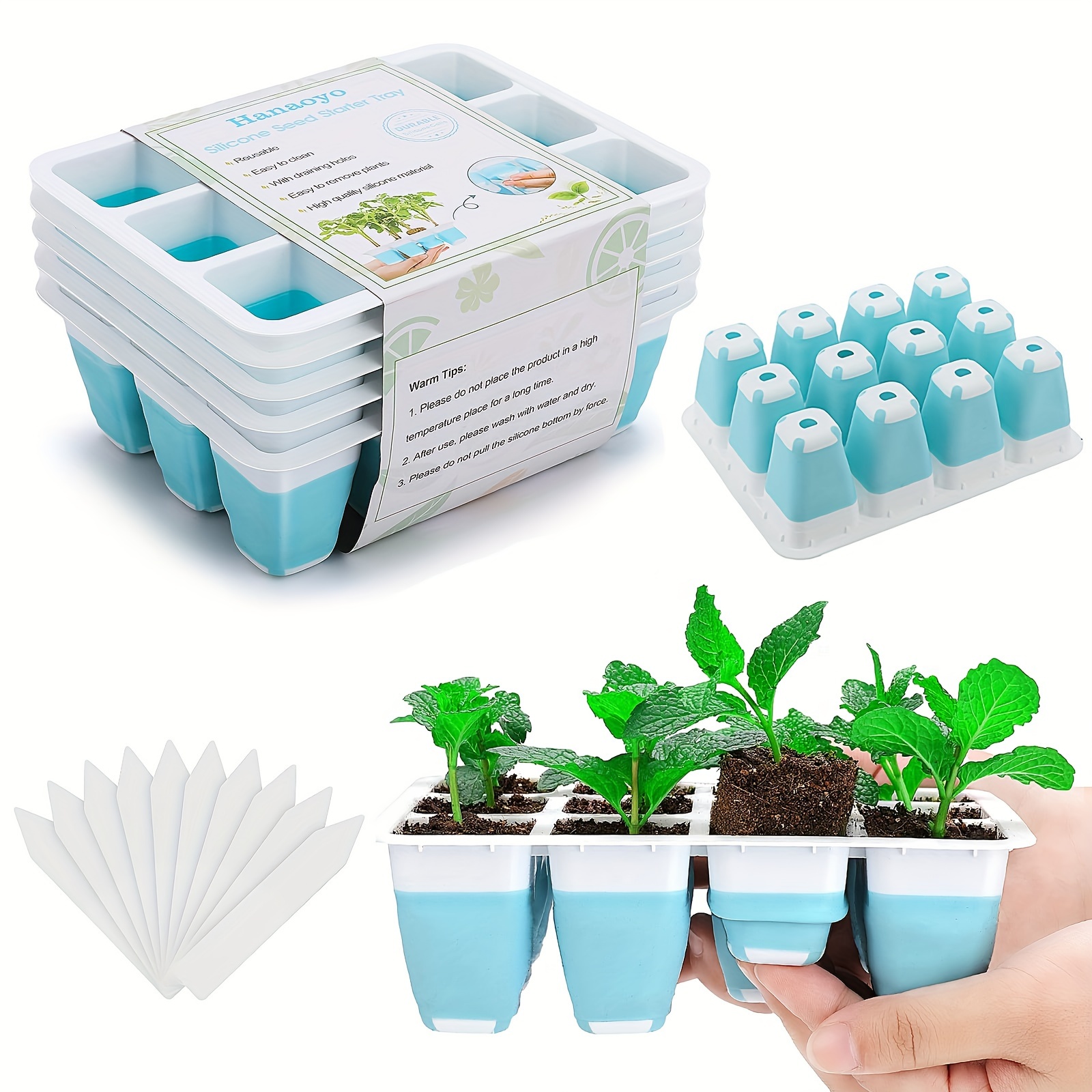 

1pc/5pcs/10pcs Reusable Seed Starter Tray, Seed Starter Kit With Flexible Pop-out Cells, Seedling Starter Trays For Seed Starter, Indoor Greenhouse Seeding Planting Growing