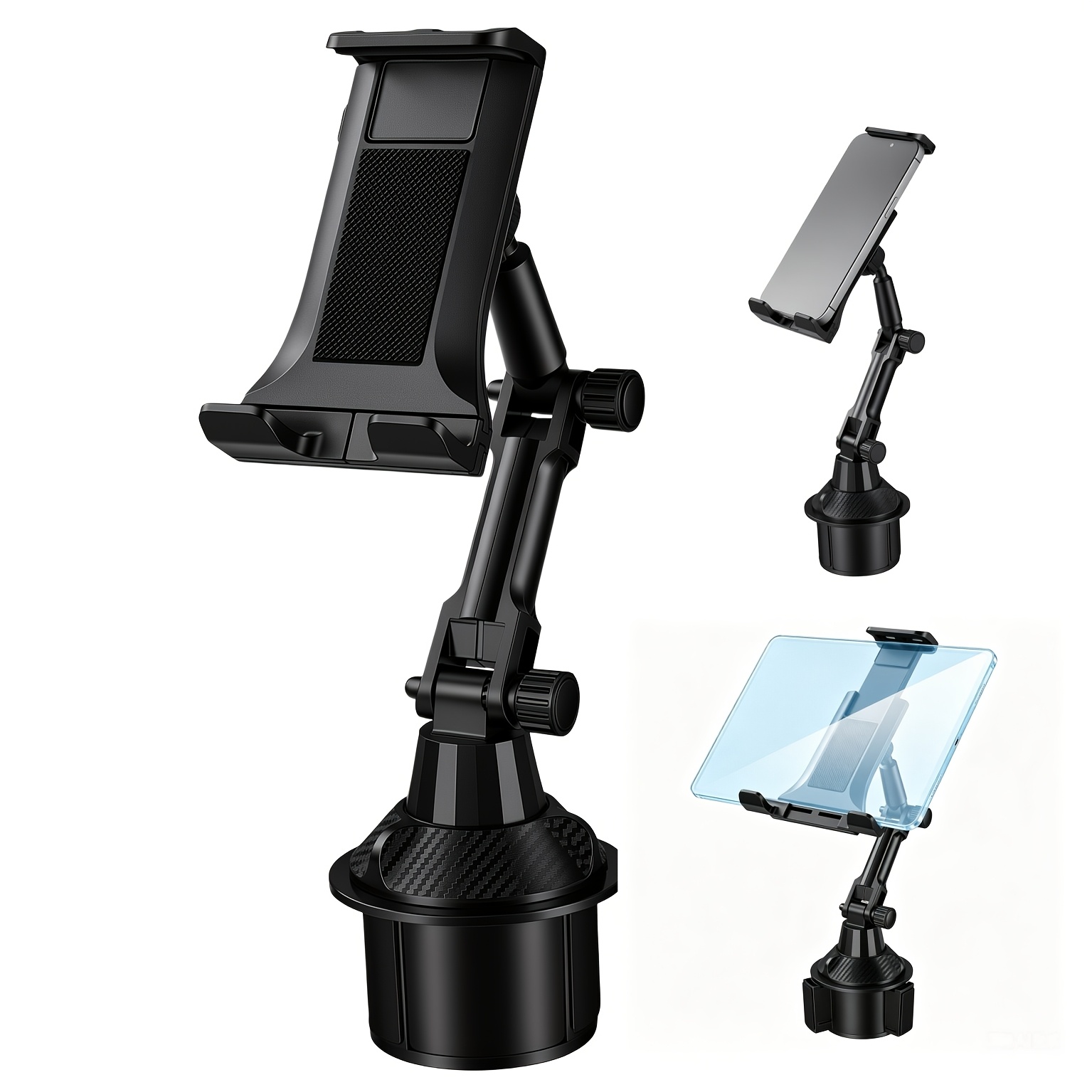 TEMU Car Cup Holder Tablet Holder For Truck, Cup Phone Holder, 360° Rotatable Long Dual Arm Phone Tablet Mount, Fits 4"-13" Cell Phones & Ipad,