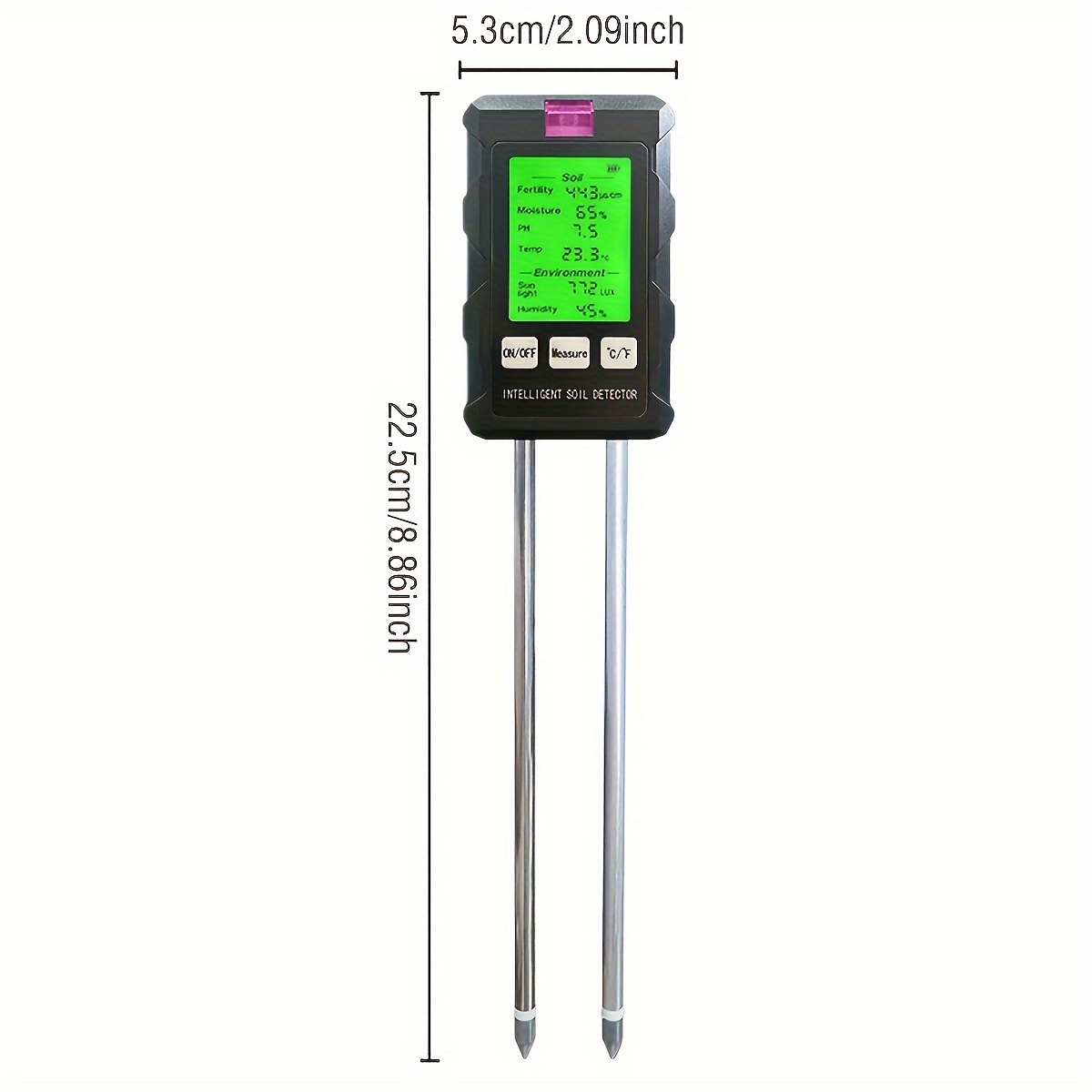 6-in-1 Soil Meter with Digital Display - Measures Temperature, Light, pH, Moisture | Adjustable Height, Battery-Powered, Ideal for Gardening and Farming, Soil Health Checker|Digital Soil Analyzer|Adjustable Height Sensor, Soil Moisture Sensor