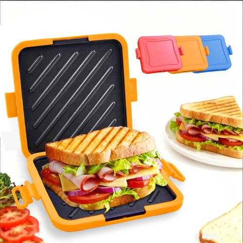microwave sandwich maker pan toast baking tray non stick food grade iron ideal for bbq sausages steaks and with handles food heating durable construction