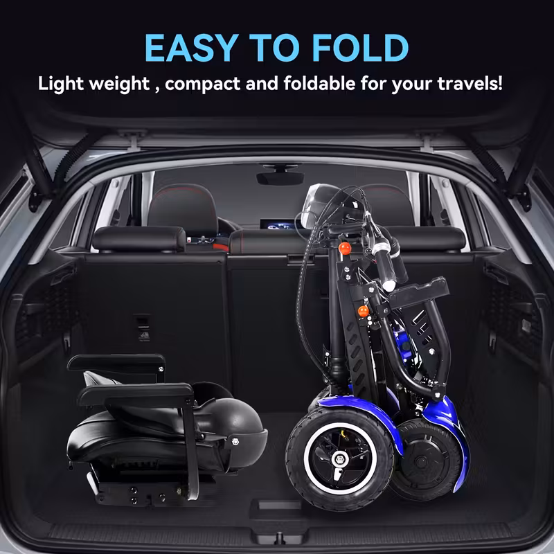 folding four wheel mobile scooter for the elderly and adults portable electric scooter with basket mode 500w dual motors range 15mph lightweight and compact electric foldable Product details 1