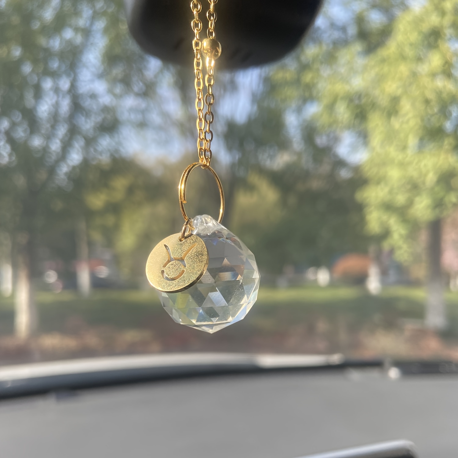 Image of 1pc Car Sun Catcher, Car Mirror Hanging Additions, Car Additions For Women, Zodiac Sign Car Decor, Cute Car Additions, Gift For Her