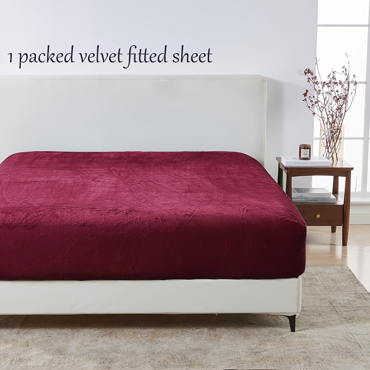 TEMU King Size Fitted Sheet - , Bottom Sheet - 9" Deep Pocket, Non-pilling, Velvet Microplush 1pc Fitted Sheet