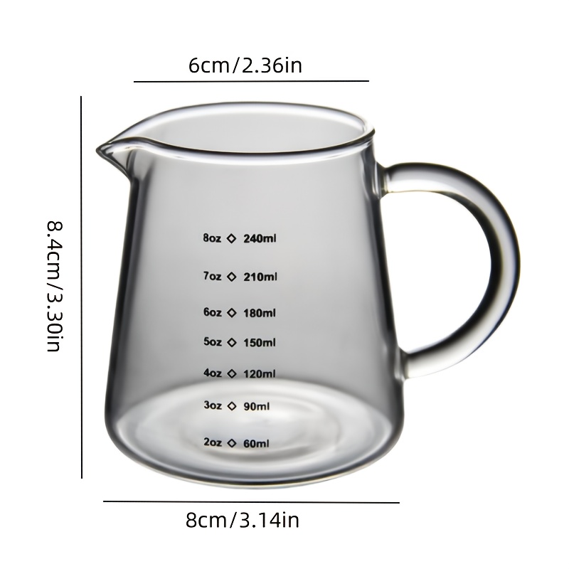 E-shop 150ml/240ml Milchkännchen mit flacher Skala, Backutensil, verdickte Milchglas-Tasse, abgestufter Kaffeebecher, Krug aus hochwertigem