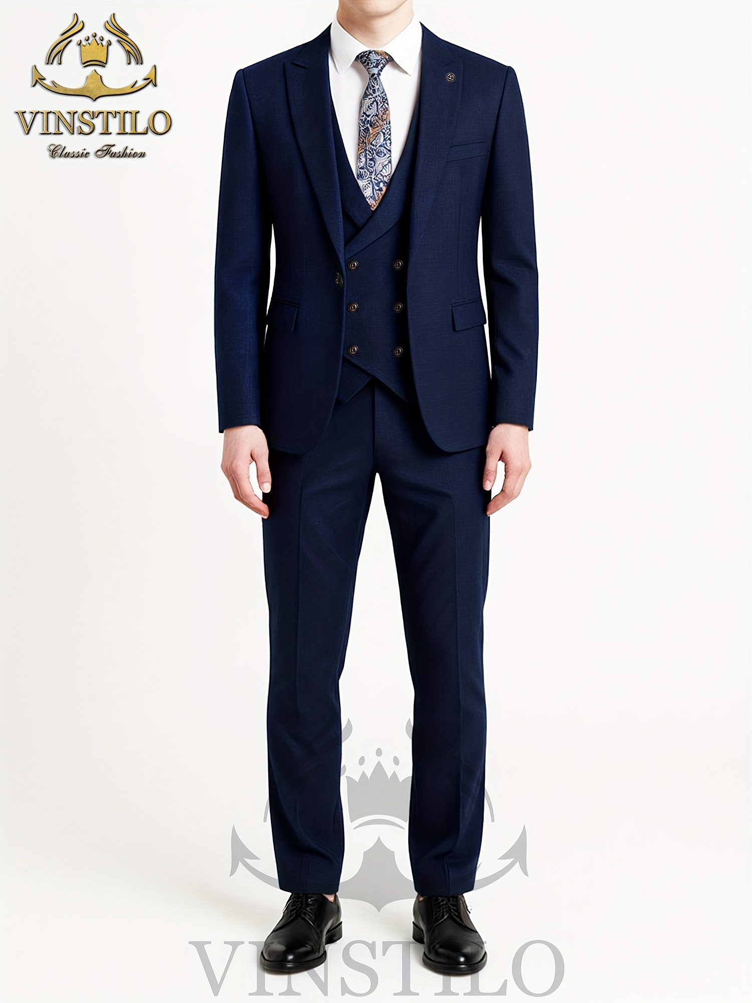 New Full Set of Men'S Suit 3pcs Set, Fashionable Business Style, Casual Slim-Fit High-Quality Clothing