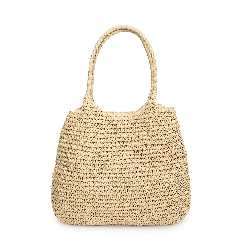 TEMU A Stylish, Simple, And Casual Travel-style Woven Handbag. Its Unique Woven Design Allows For Hand-carrying Or Single-shoulder Wear, Making It