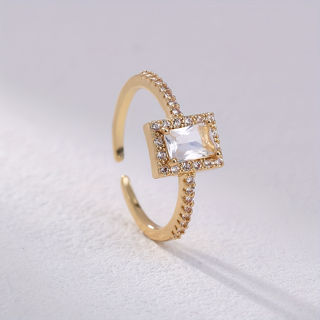Nooxian Adjustable Copper Ring with Gemstone & CZ Accent