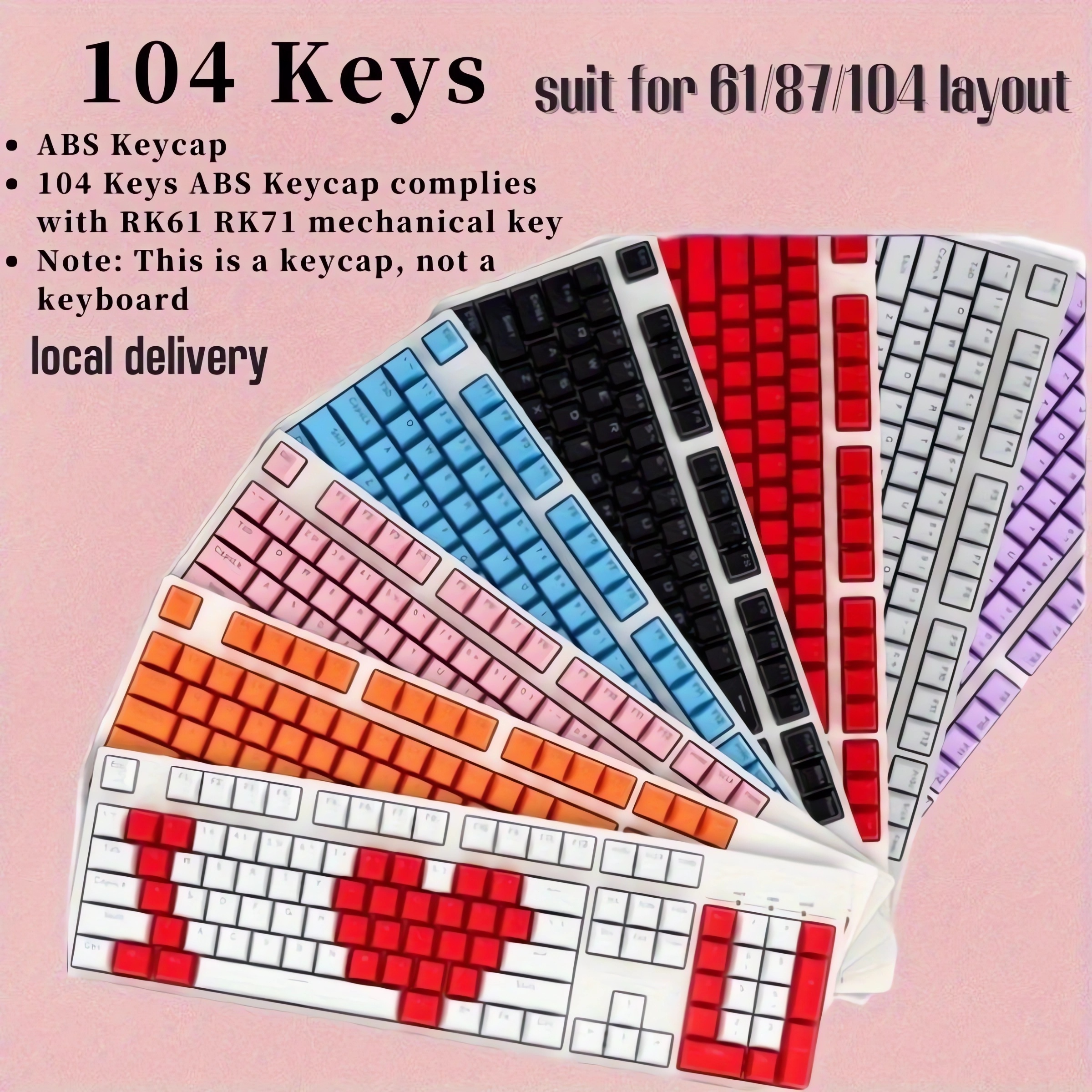 

104 touches Keycaps pour clavier mécanique ABS rétroéclairé Keycap pour RK61 RK71 87 touches 104 touches