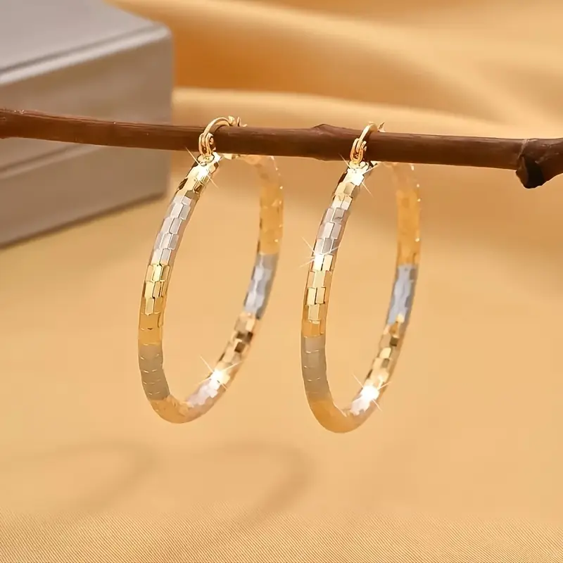 fashionable golden plated copper ring womens earrings exquisite and sexy unique relief ring earrings earrings gifts valentines day thanksgiving christmas jewelry gifts Product details 4
